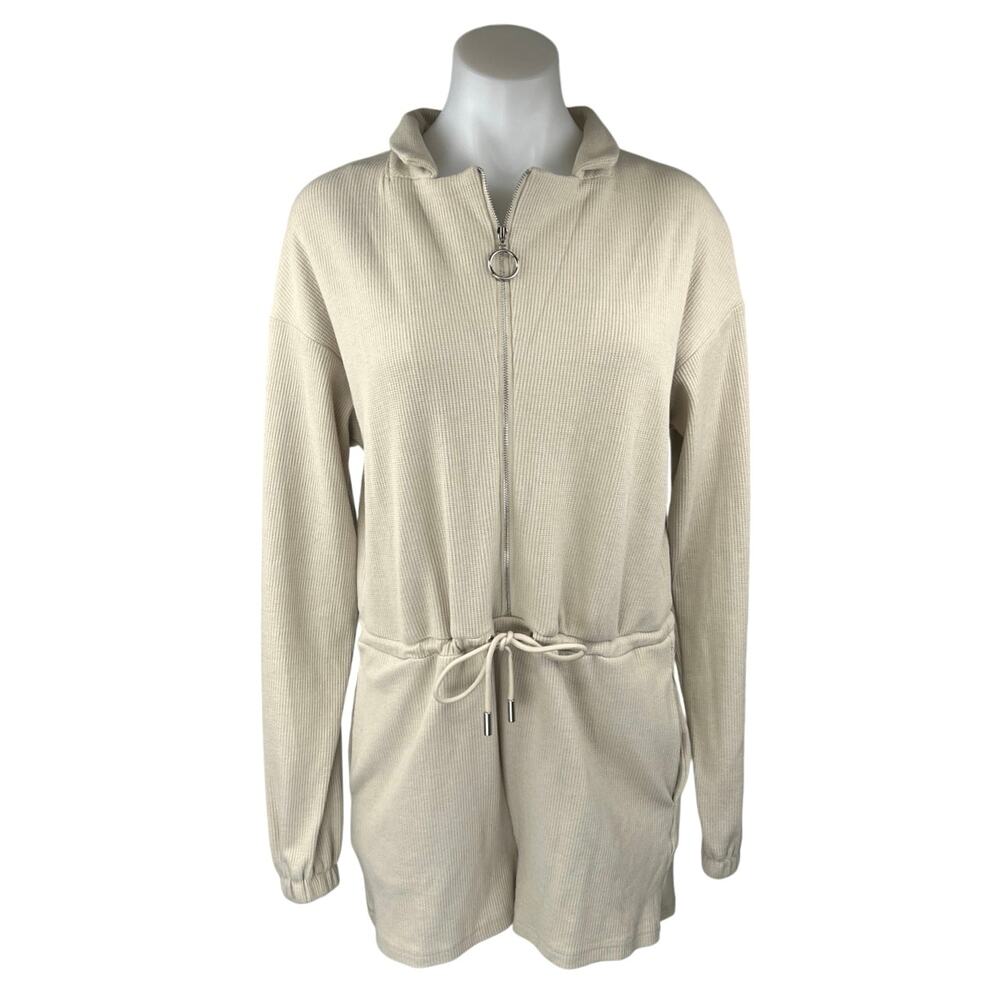NEW Princess Polly Gabriella Beige Long Sleeve Zipper Playsuit Jumpsuit Romper 4